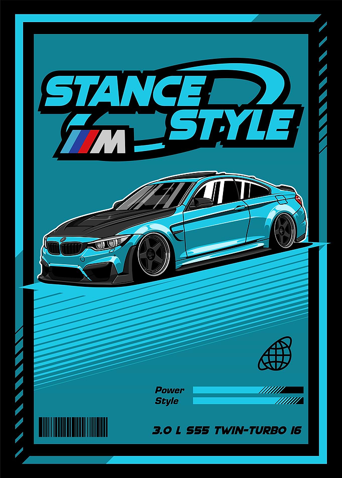 BMW M4 F82 Stance Style Cyan