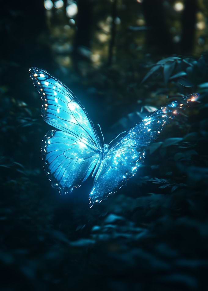 Butterfly In Dark Forest