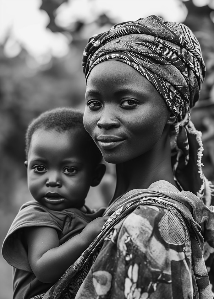 African Mother and Child Portrait