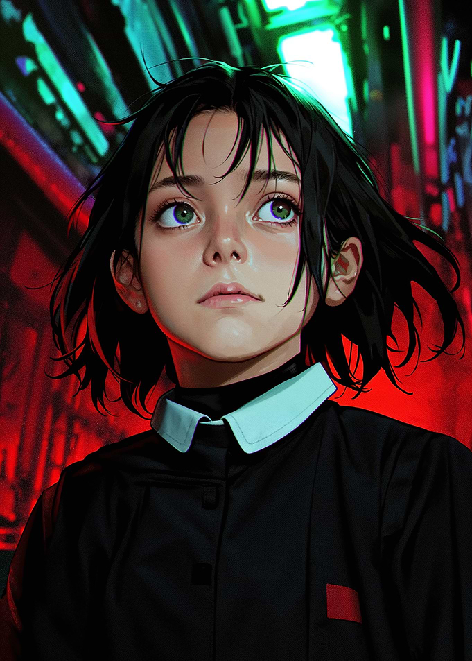 Anime Girl with Green Eyes