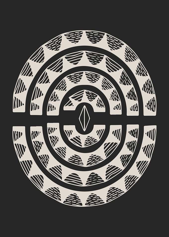 Bold Circular Motif in Black and White