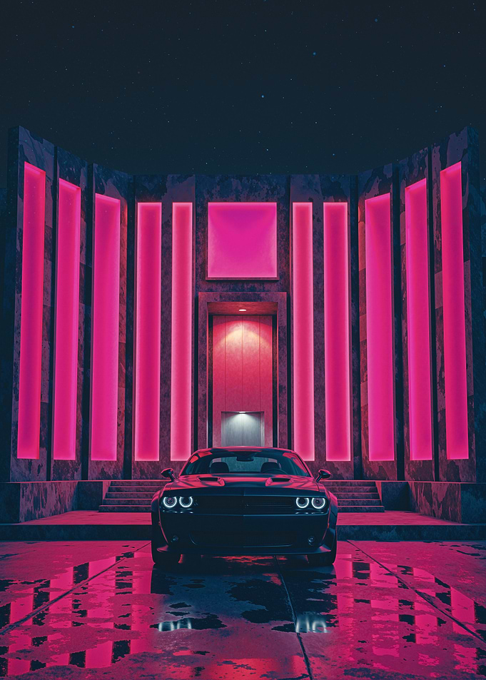 Neon Car Garage