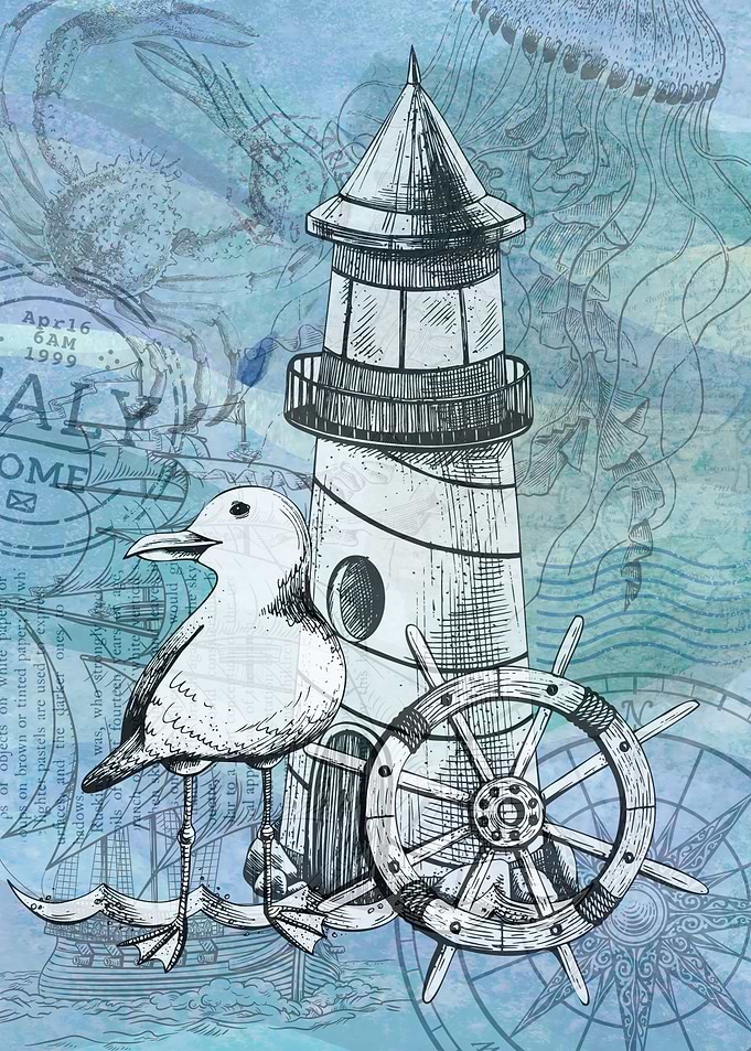 Nautical Lighthouse Print