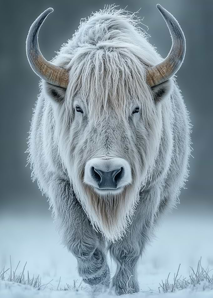 White Yak in Winter Bison
