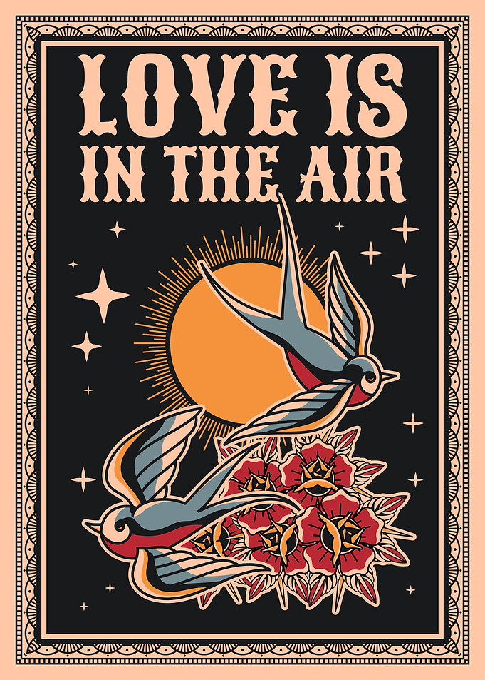 Love is in the air, swallow vintage art