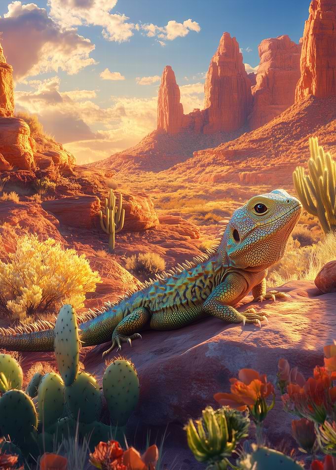 Lizard in Desert Landscape
