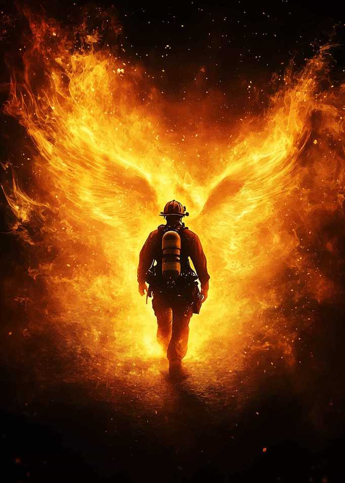 Firefighter with Wings of Fire