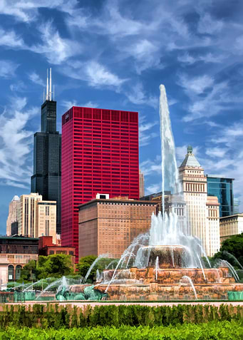 Chicago Buckingham Fountain & Sears Tower