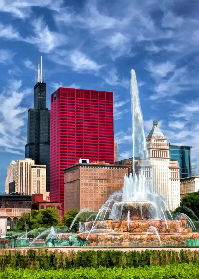 Chicago Buckingham Fountain & Sears Tower
