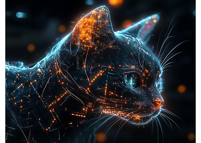 Cybernetic Cat Close Up