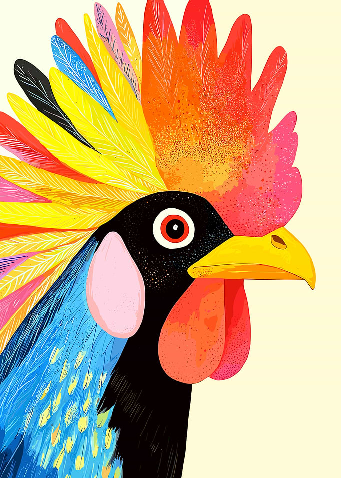 Colorful Rooster Illustration