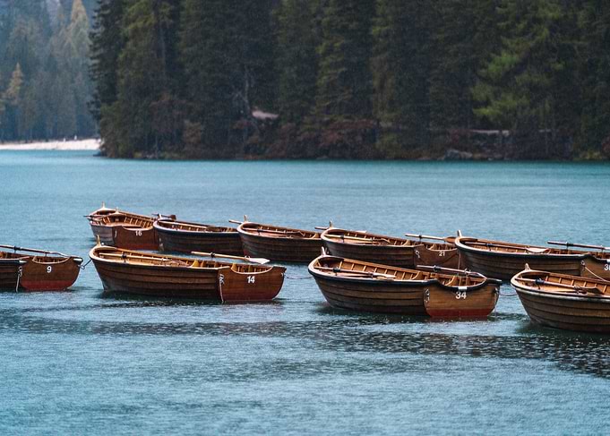 Wooden Boats on a Lake