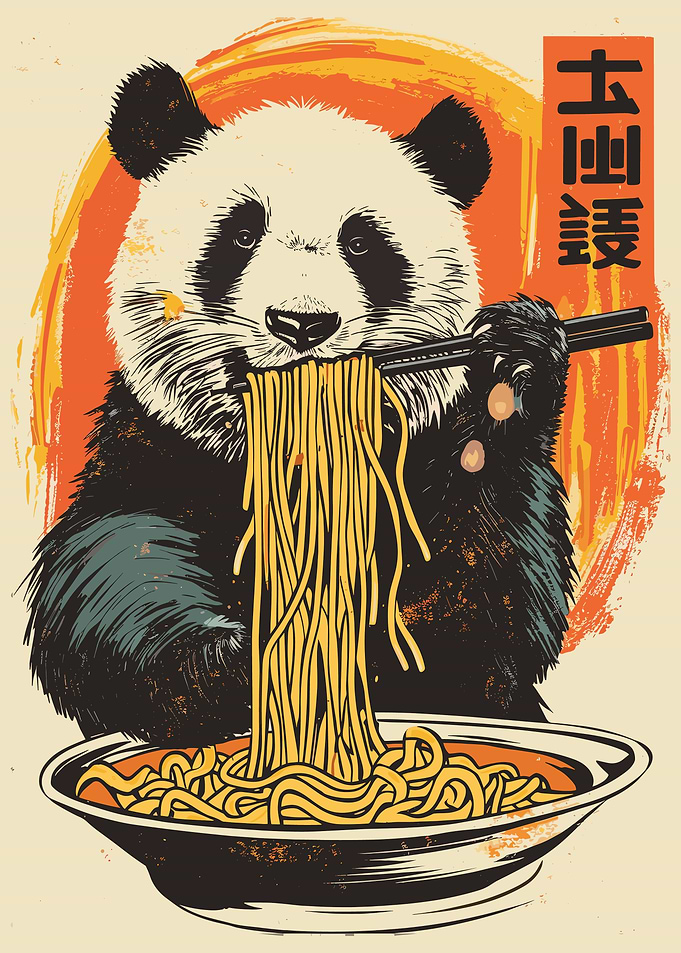 Panda Eating Ramen