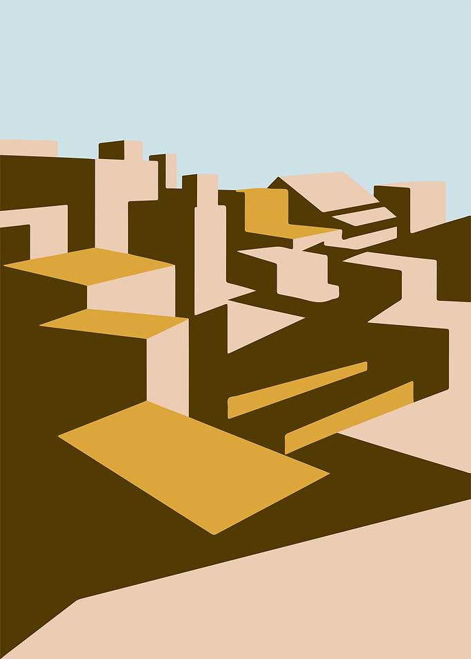 Abstract Urban Landscape in Earth Tones