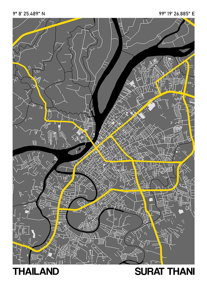 Surat Thani City Street Map