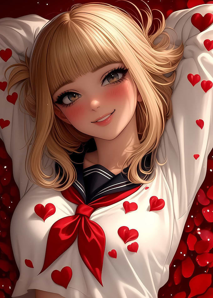 Anime Girl with Hearts