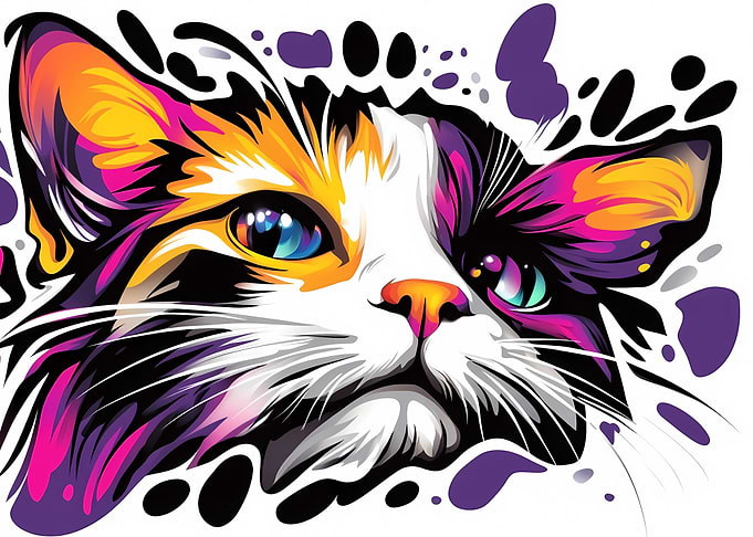 Colorful Cat Portrait