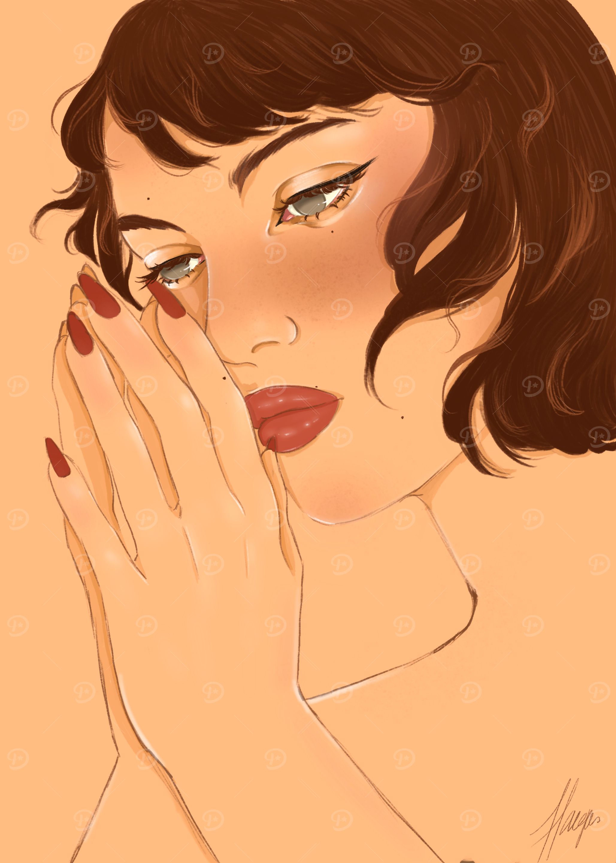 Woman with Red Lips