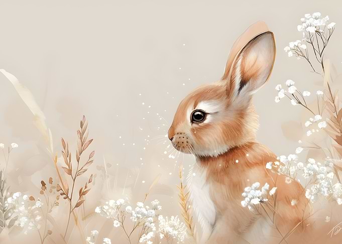 Cute Bunny in Flowers