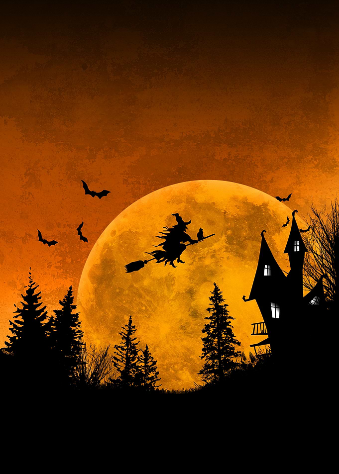 Halloween Witch and Haunted House