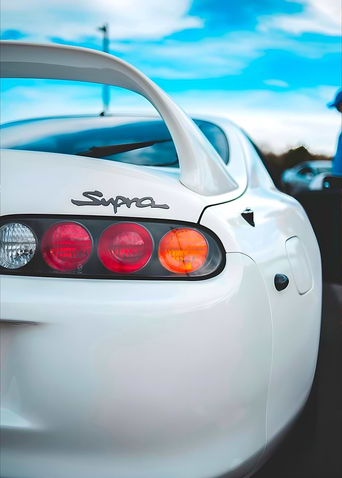 White Toyota Supra Rear View