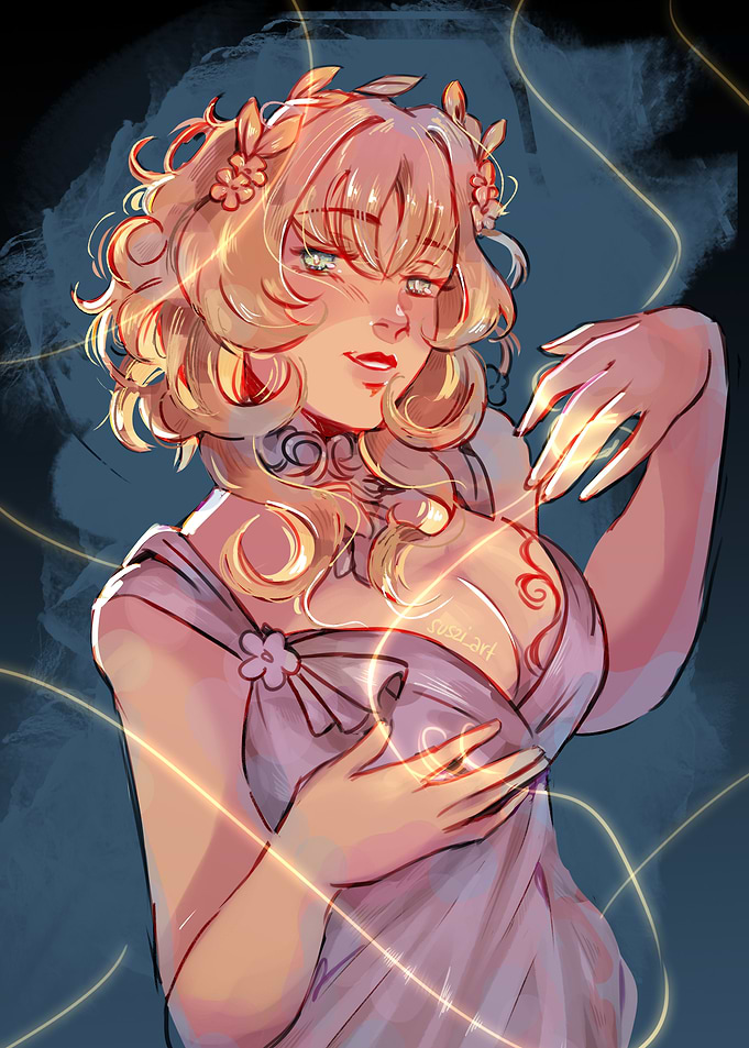 Blonde Woman with Golden Threads