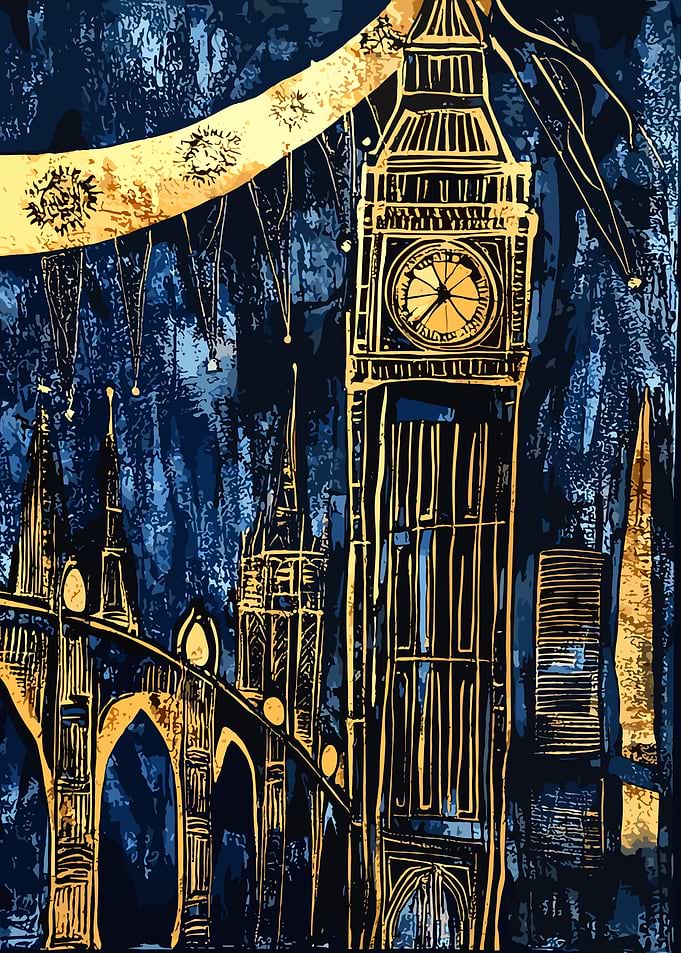 London Skyline Art Big Ben by Night
