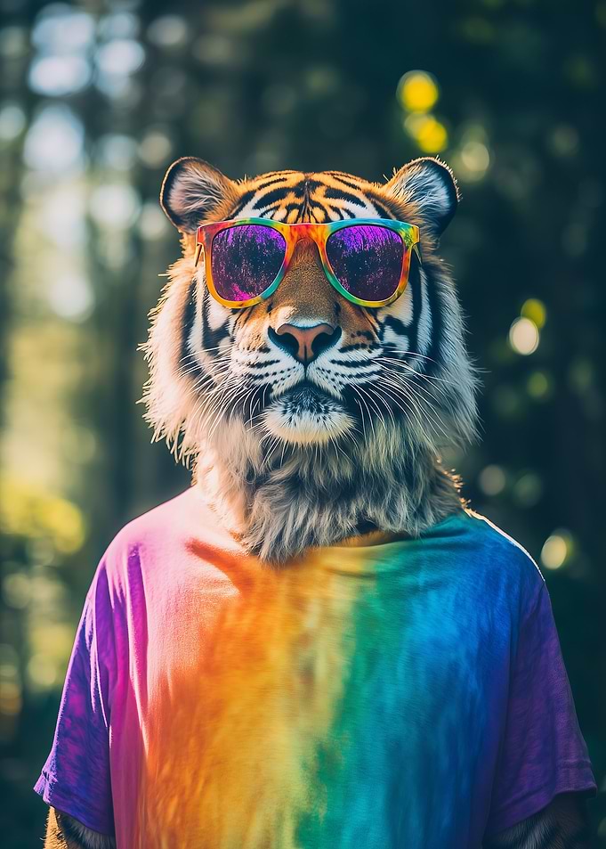Cool Tiger In Tie-Dye