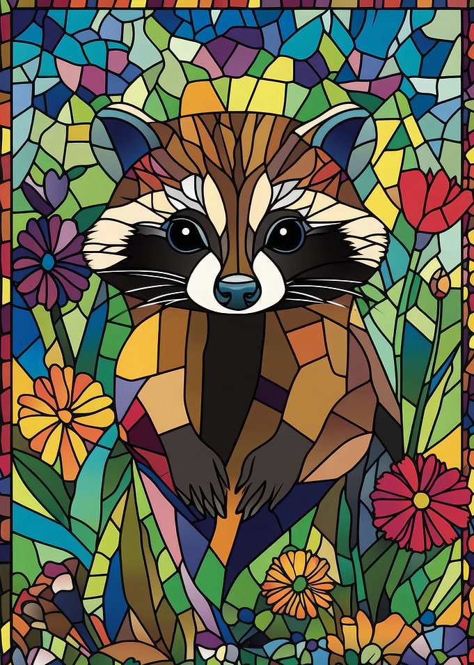 Stained Glass Raccoon