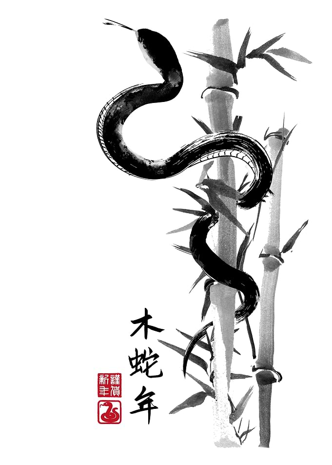 Year of the snake sumi e