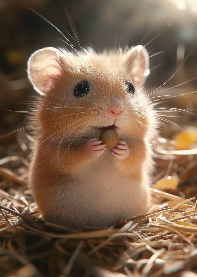 Cute Hamster Holding Food
