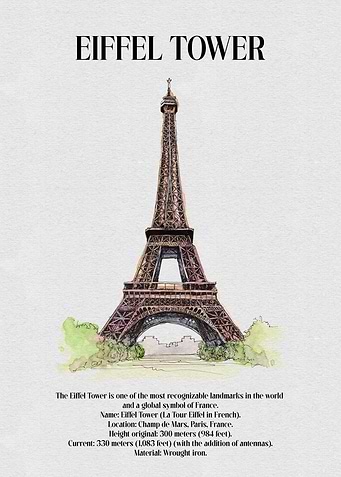 Eiffel Tower Watercolor Illustration