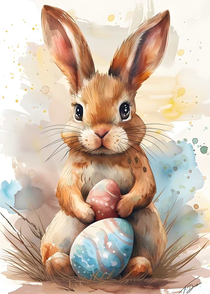 Easter Bunny with Colorful Eggs