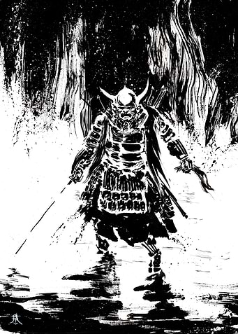 Samurai Warrior Ink Art