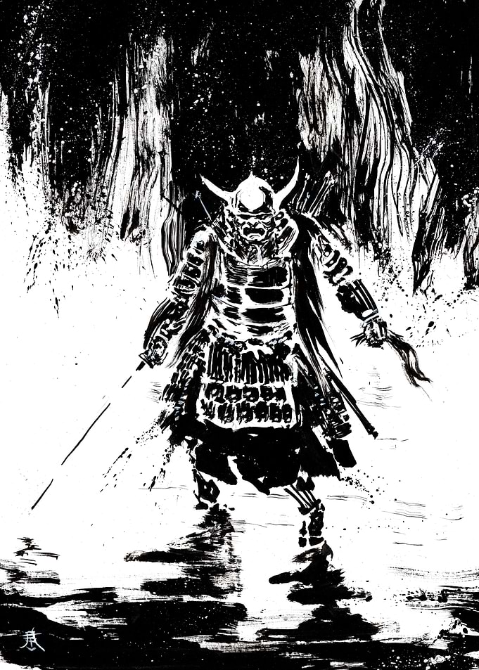 Samurai Warrior Ink Art