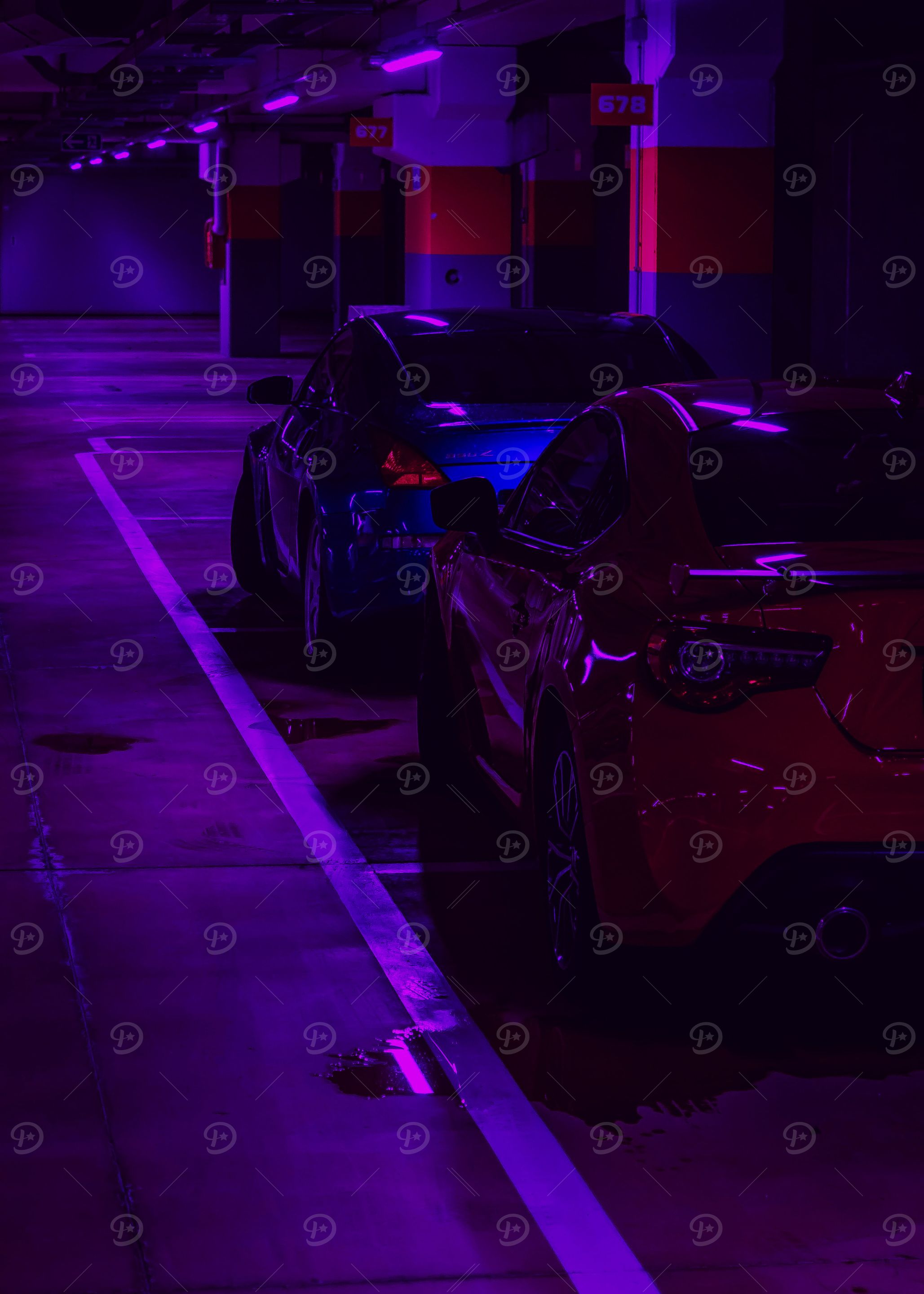 Neon Garage Cars