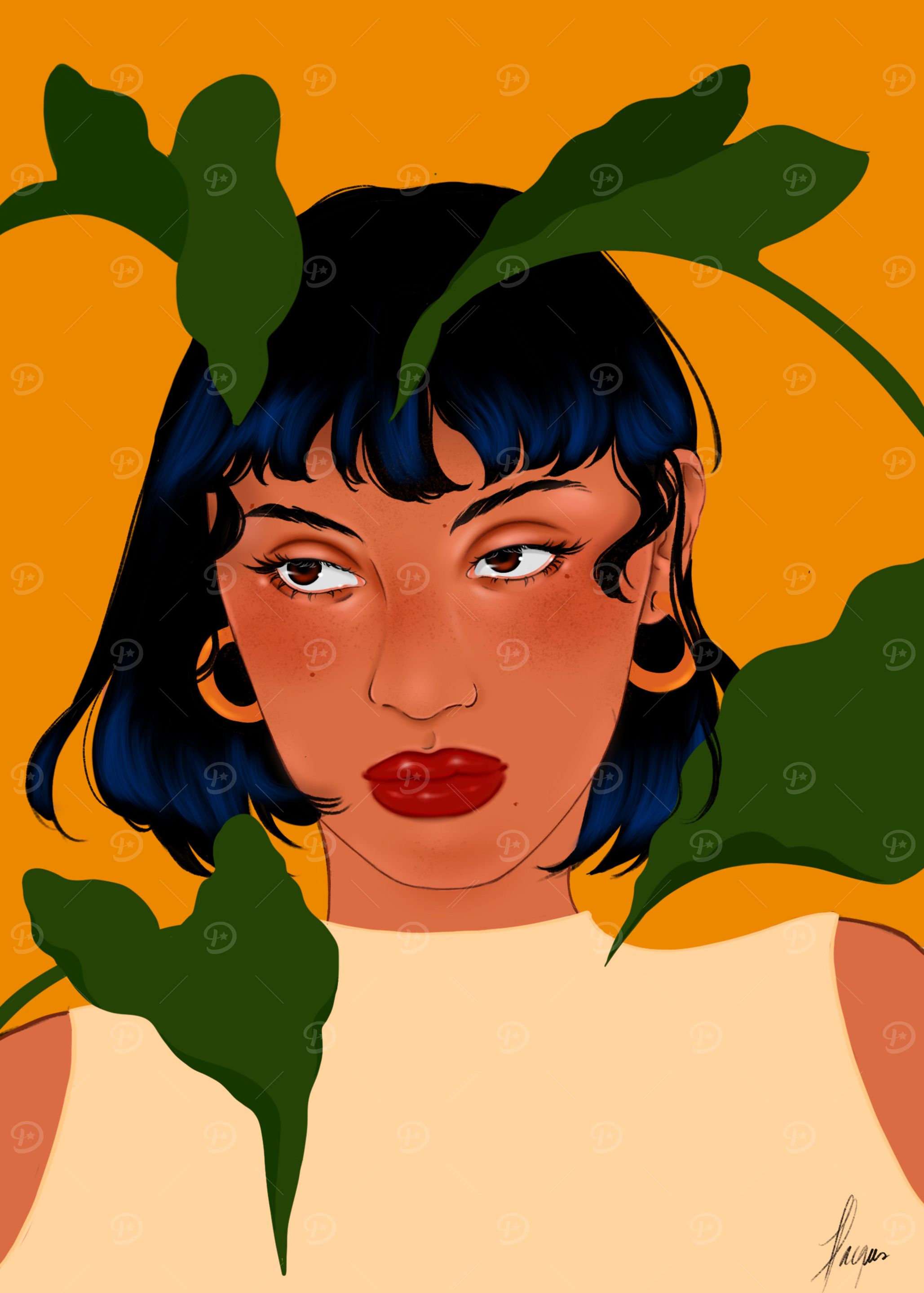 Woman with Plants