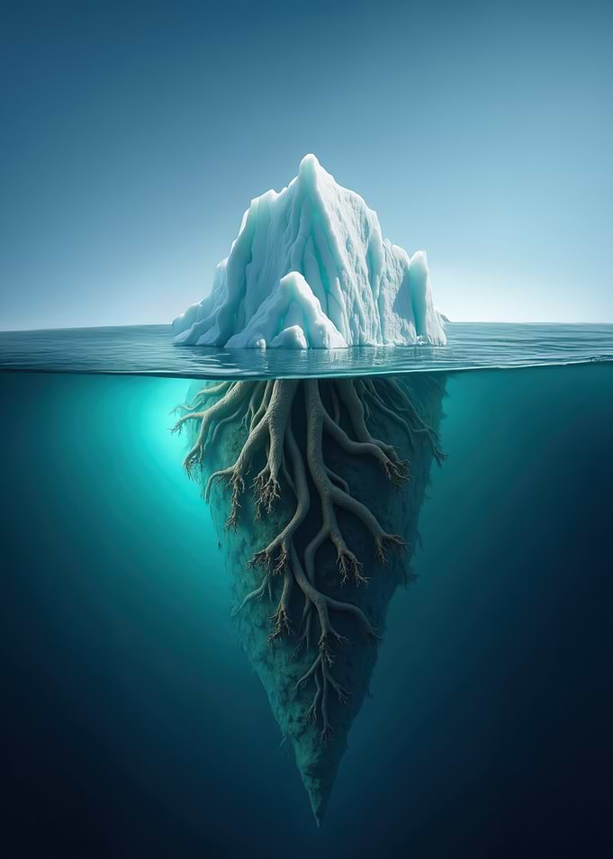 Iceberg with roots symbolic