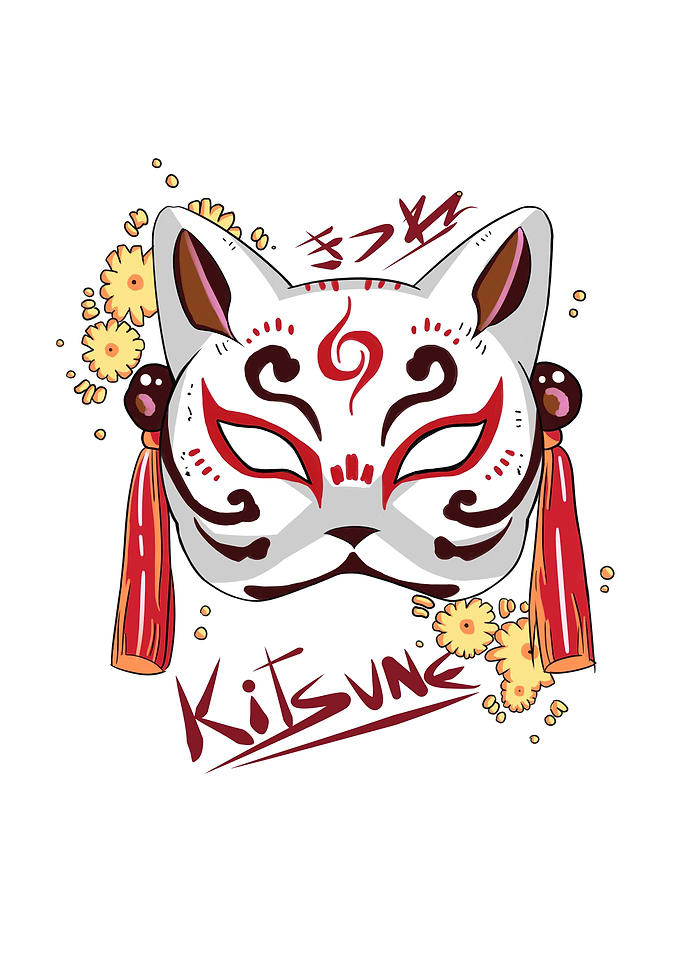 Kitsune Mask Illustration