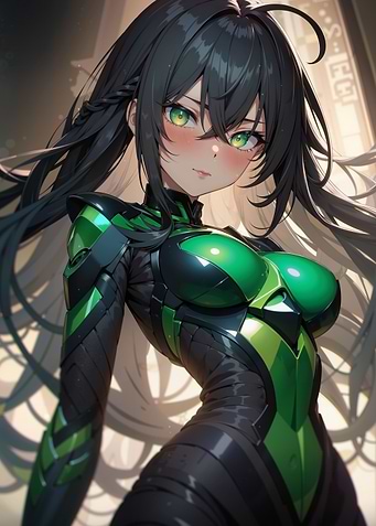 Anime Girl in Green Armor