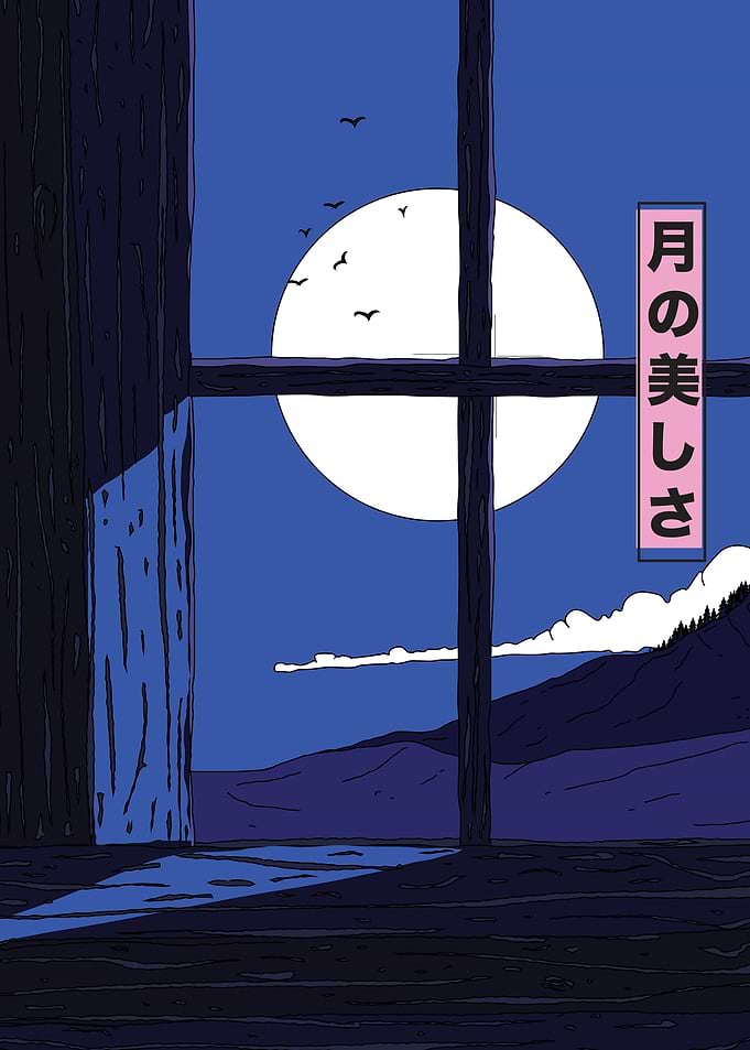 Moonlit Window View