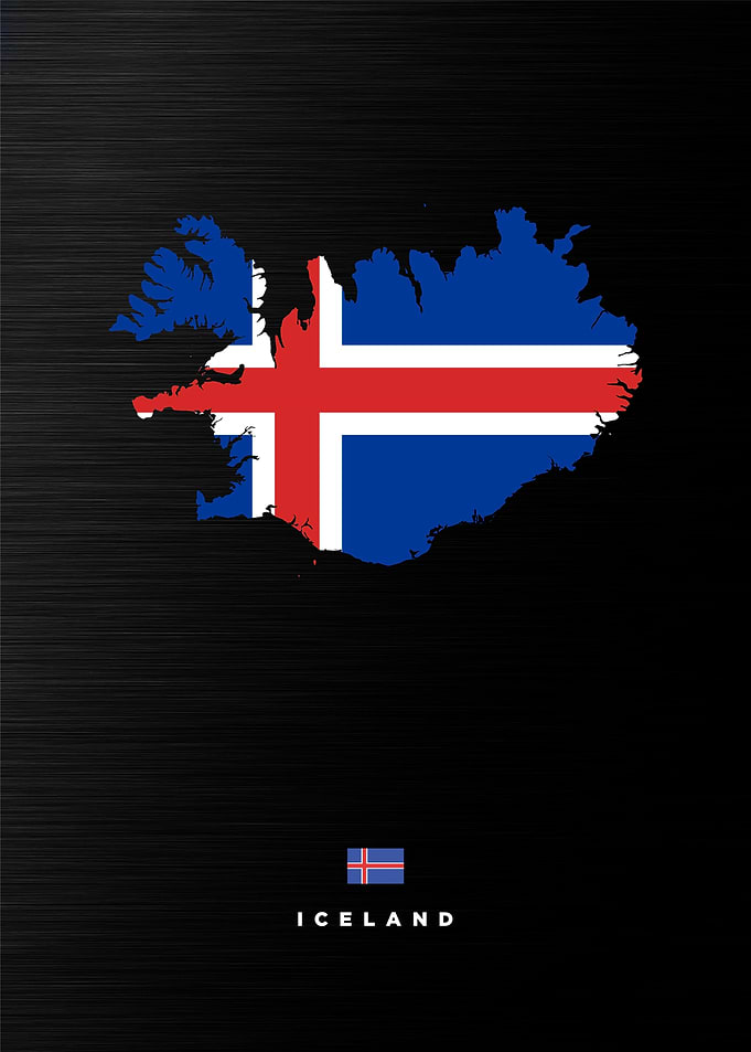 Iceland Map with Flag
