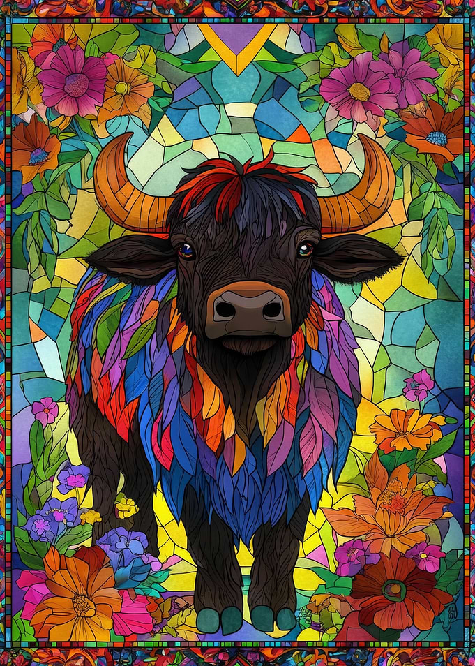 Stained Glass Bull