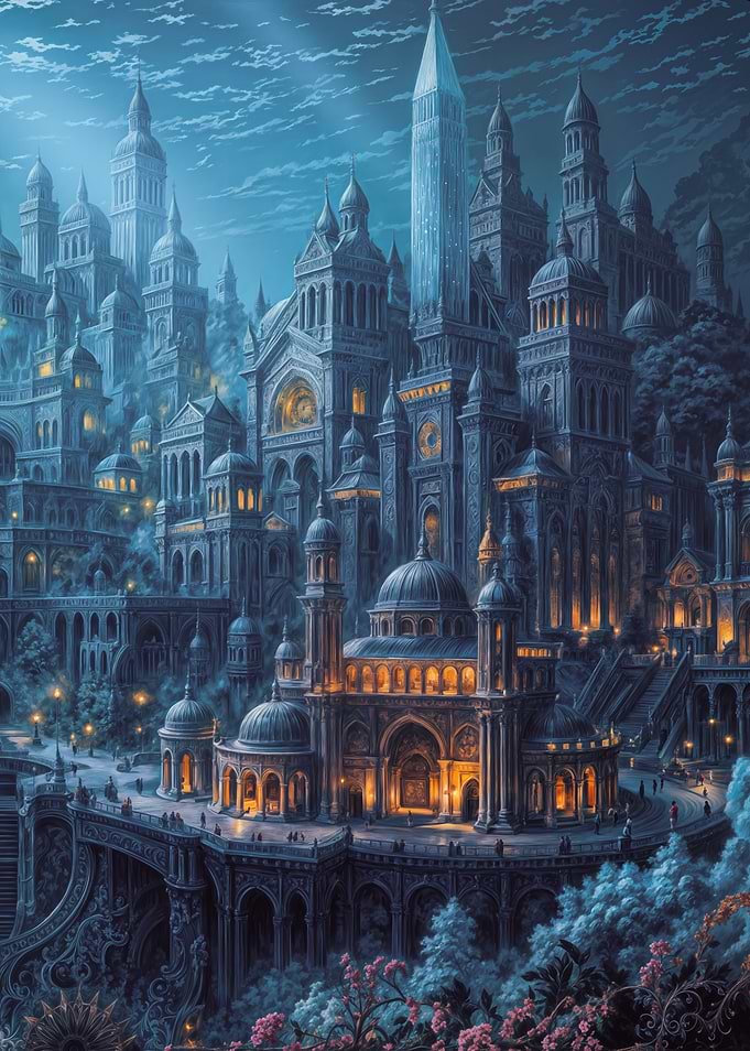 Fantasy Underwater Cityscape at Night
