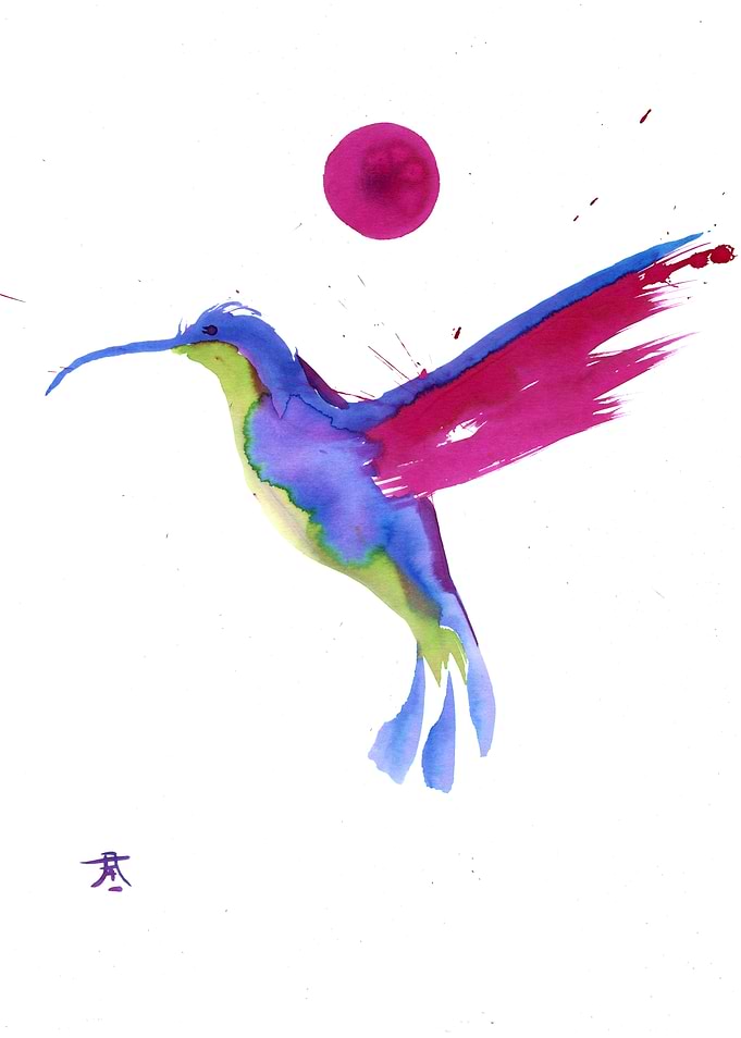 Hummingbird Watercolor Painting