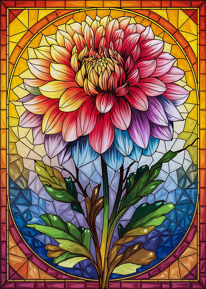 Stained Glass Dahlia Radiance