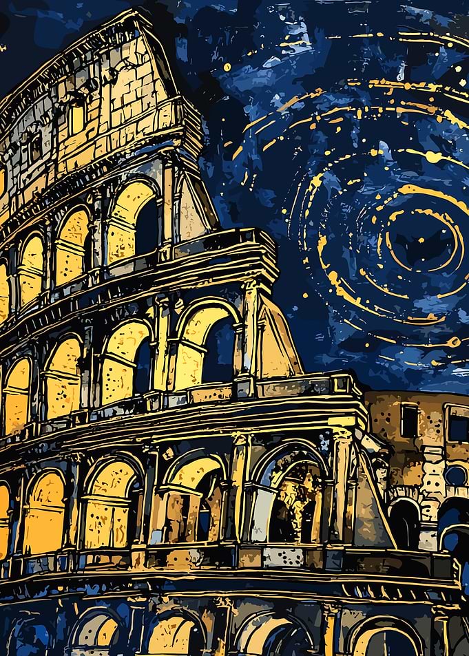Roma Colosseum by Night Sky