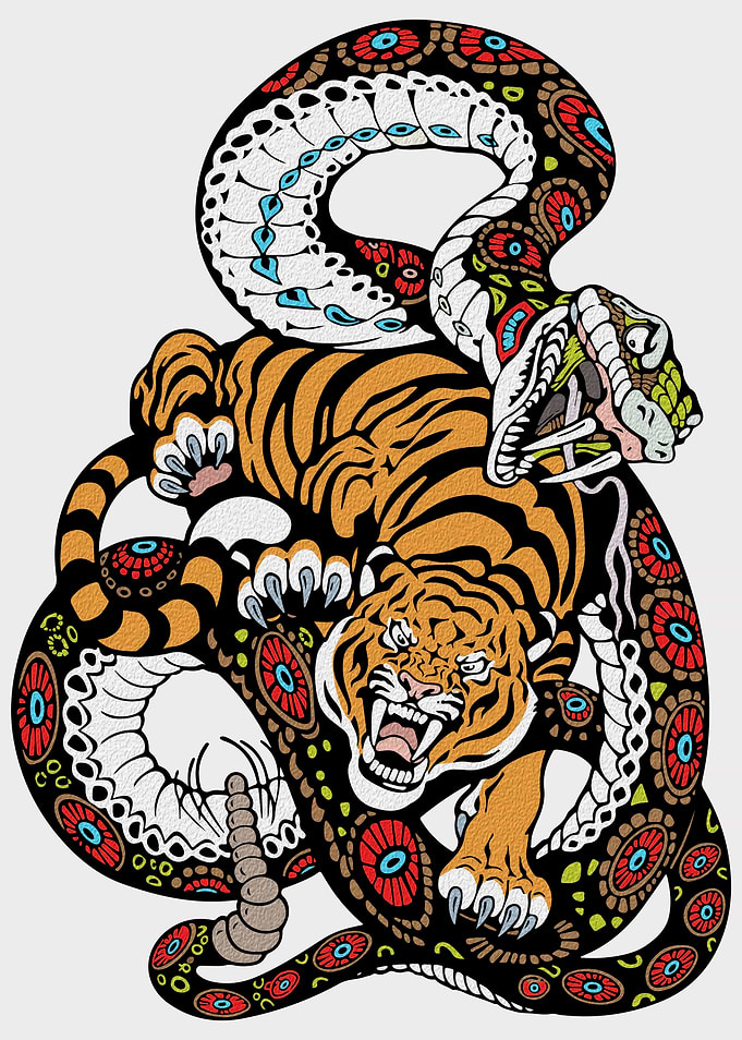 Tiger vs. Snake Tattoo