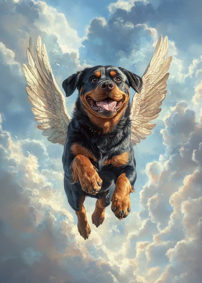 Rottweiler with Angel Wings | A Tribute to Strength and Love