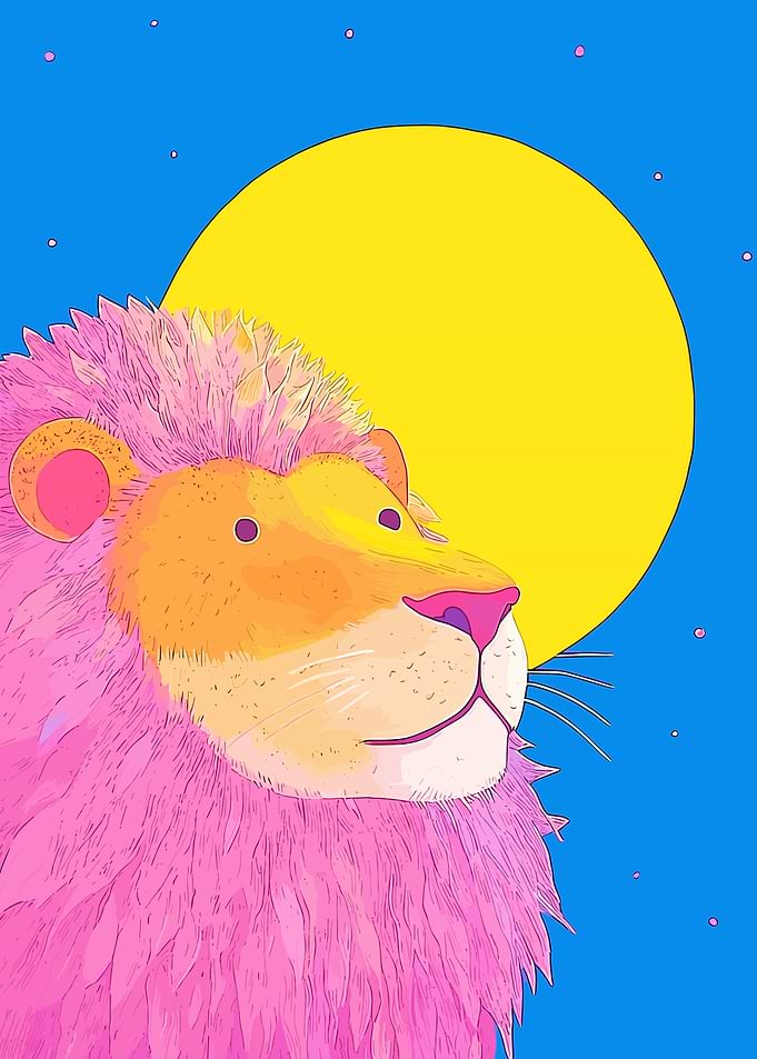 Pink Lion Under Sun